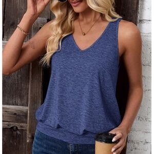 Blue Tank Top V-Neck